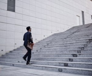 Businessman on stairs