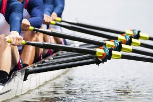 Close up of men’s rowing team