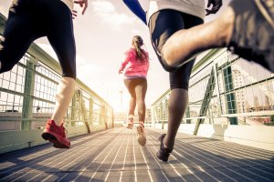 Joggers running outdoors