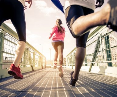 Joggers running outdoors