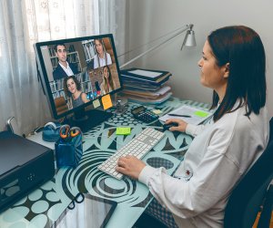 Woman on video conference work meeting